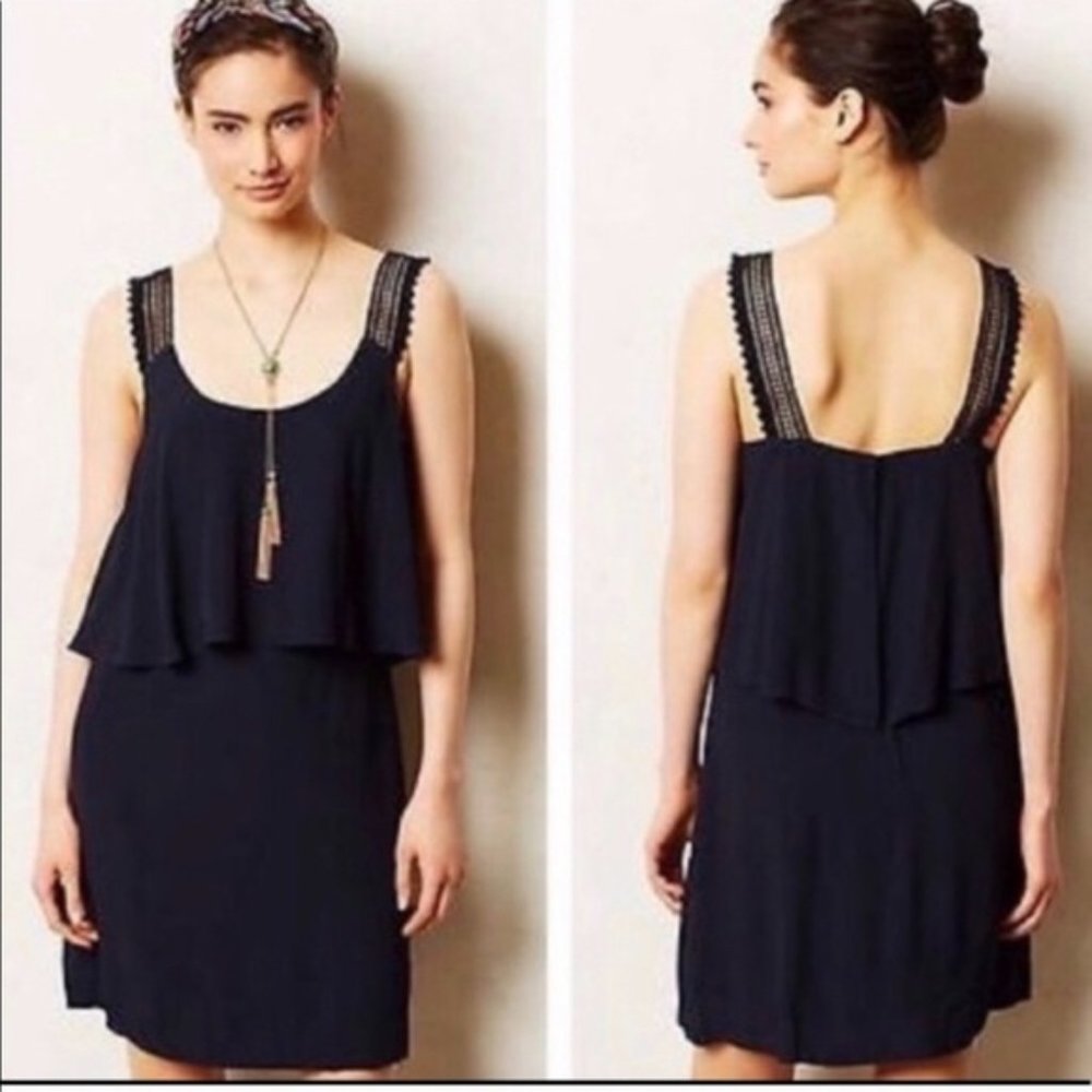 Maeve Anthropologie Tiered Embroidered Dress